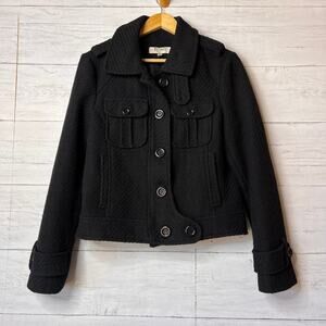 ROMY Jacket Womens Size Large Black Wool Blend Peacoat Sweater Weather Winter